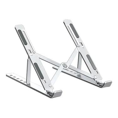 Imagem de Suporte Notebook Alumínio Portátil Dobrável Anti Derrapante Cor Prateado