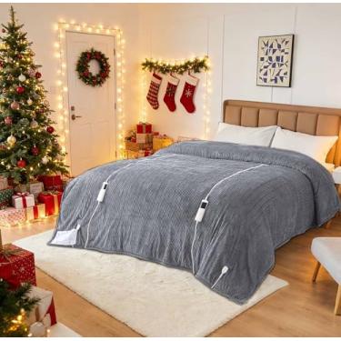 Imagem de Bafode Cobertor Queen Aquecido, Cobertor Elétrico de 213 cm x 228 cm com Controle Duplo, Cobertor Aquecimento de Flanela e Sherpa com 10 Níveis de Aquecimento e Desligamento Automático de 1 a 8 Horas