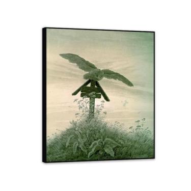 Imagem de Coruja em um túmulo por Caspar David Friedrich Impressões em tela Well Decor The World Classic Art Reproduções de arte grande giclée arte de parede para sala de estar decoração de casa 85 x 70 cm