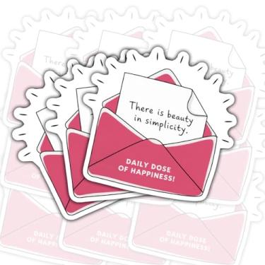 Imagem de 3 adesivos de dose diária de felicidade, adesivo de envelope motivacional fofo, adesivos de citação positiva, adesivos rosa Emvelvel, vinil cortado à prova d'água para laptop, garrafa de água, janela