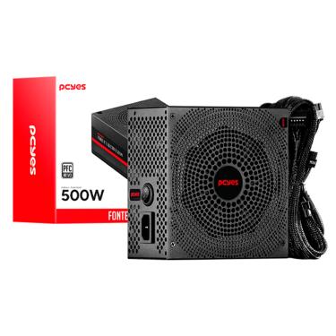 Imagem de Fonte 500W PCYES Electra, PFC Ativo, Bivolt Automático - ELEC500W