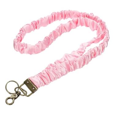 Imagem de PATIKIL Scrunchie Lanyard Teacher, 1 pacote de cordões elásticos para professores lindos cordões porta-crachá de identificação com clipes para mulheres, porta-cartões, rosa