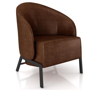 Imagem de Poltrona Decorativa Para Sala Living Pés Industrial Sierra K01 Couríssimo Marrom - Lyam Decor