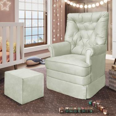 Imagem de Poltrona De Amamentação Com Balanço E Puff Dyne Veludo P02 - D'rossi Menta