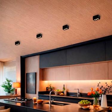 Imagem de 4 Spot Mini Downlight Preto Led Sobrepor Pontual Sala Luz05