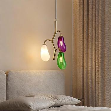 Imagem de OUFULA Lustre Moderno LED Moda Arte Sala de Estar Restaurante Quarto Villa Hotel Balcão Escadas Café Bar Lâmpada Pendente (A Cor 3 luzes)