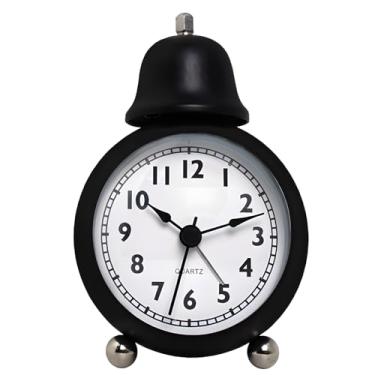 Imagem de Maxspace Despertador clássico vintage, despertador analógico retrô de 8,5 cm, quartzo silencioso sem tique-taque com luz noturna, pequeno relógio de mesa para mesa de cabeceira, operado por bateria