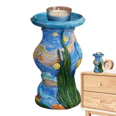 Imagem de Suporte para Vela de Tea - Decoração Resina Artesanato para Casa - Castical Alto,para Sala de Estar Sala de Jantar Patio Festas Casamento Natal Decoracao Rustica Interior e Exterior