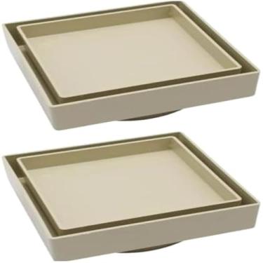 Imagem de Ralo, coleta agua, escondido, de piso e porcelanato, bege, resistente, quadrado, pratico, otimizado.