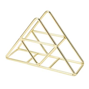 Imagem de Porta-guardanapos Ainoli Moda Espessado Triangular Autônomo Metal Ferro Forjado Suporte de Tecido Vertical (Ouro)