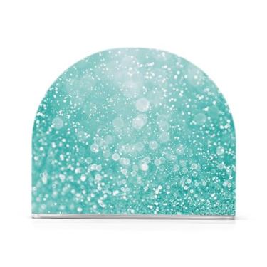 Imagem de Bandeja de guardanapo de acrílico brilhante turquesa azul-petróleo, suporte de toalha de mão de papel em forma de U para banheiro, serve para 50-60 guardanapos, dispensador de bandeja de papel