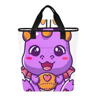 Imagem de Cooler Bags Cute Purple Dragon Character Lancheira para mulheres 36 latas à prova de vazamento bolsa térmica para almoço