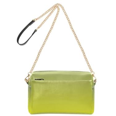 Imagem de Joitme Bolsa de ombro feminina transversal para celular bolsa de ombro de couro PU alça de corrente camuflagem verde amarelo gradiente