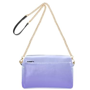Imagem de Joitme Bolsa de ombro feminina transversal para celular linda elegante azul média ardósia gradiente couro PU bolsa de ombro alça de corrente