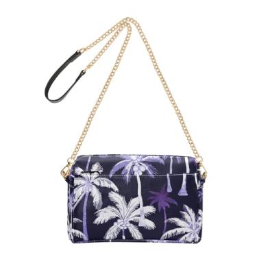 Imagem de Joitme Bolsa feminina com pintura de palmeiras tropicais, bolsa transversal, alça de corrente, couro PU, bolsa de ombro para celular