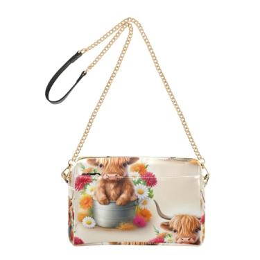 Imagem de Joitme Bolsa feminina transversal para celular, linda bolsa de ombro de couro sintético com alça de corrente