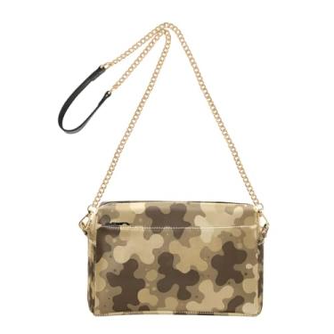 Imagem de Joitme Bolsa tiracolo feminina marrom bege leopardo com alça de corrente de couro PU bolsa de ombro bolsa para celular