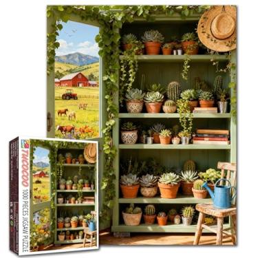 Imagem de Quebra-cabeça de plantas para adultos, 1000 peças, estante botânica, quebra-cabeças, faça você mesmo, para jogos desafiadores de atividades em família, arte suculenta, quebra-cabeças, decoração de