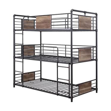 Imagem de Mobiliário de metal moderno com estrutura de cama de madeira casal GG/Queen Queen/Queen triplo beliche duplo para quarto (beliche casal GG/queen) (beliche triplo duplo)