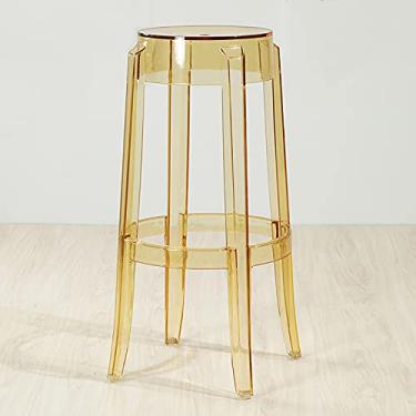 Imagem de Cadeira de jantar de cozinha acrílica, opções de várias cores, cadeiras de bar transparentes, cadeira de destaque, bancos de altura de balcão de simplicidade moderna - amarelo 76 cm