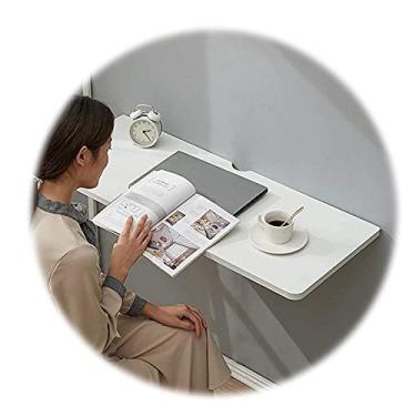 Imagem de Mesa de parede montada na parede - Mesa de parede dobrável branca com orifício de rosqueamento para móveis de escritório doméstico prateleira de armazenamento de móveis PC economia de espaço (cor