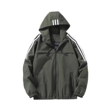 Imagem de Jaqueta Corta-Vento Masculina Com Capuz, Três Listras, Fina, Para Espo