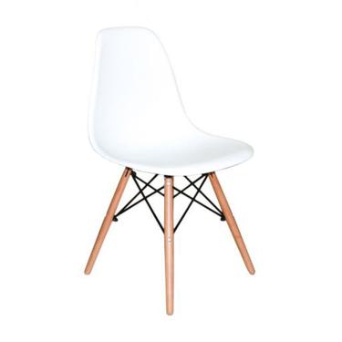 Imagem de Kit Com 4 Cadeira Charles Eames Wood Dsw Branca - Base Madeira