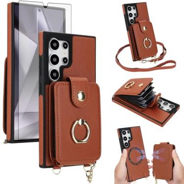 Imagem de Asuwish Capa de telefone para Samsung Galaxy S23 Ultra 5G capa carteira magnética destacável protetor de tela anel suporte compatível com bloqueio de RFID MagSafe S23Ultra 23S S 23 23Ultra para