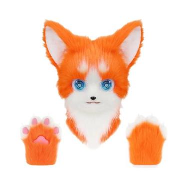 Imagem de Máscara De Cabeça De Fursuit De Gato E Conjunto De Luvas De Patas De T