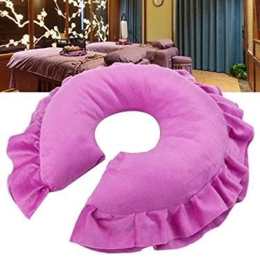 Imagem de Cryfokt Almofada de Travesseiro Facial Macia Removível para Cama de Massagem de Salão Em Formato de U, Tecido Adequado para a Pele, Rosa, Roxo Vermelho, Roxo, café para Centro de SPA (Almofada em forma de U roxa #12)