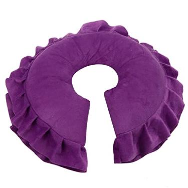 Imagem de Cryfokt Almofada de Travesseiro Facial Macia Removível para Cama de Massagem de Salão Em Formato de U, Tecido Adequado para a Pele, Rosa, Roxo Vermelho, Roxo, café para Centro de SPA (Almofada em forma de U roxa #13)