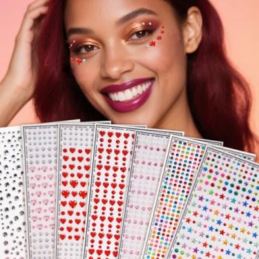 Imagem de 7 peças coloridas minimalistas coração redondo coração 3D decoração de rosto presente dia dos namorados, presentes de carnaval festa baile de máscaras desfile para cabelo olhos rosto corpo decoração