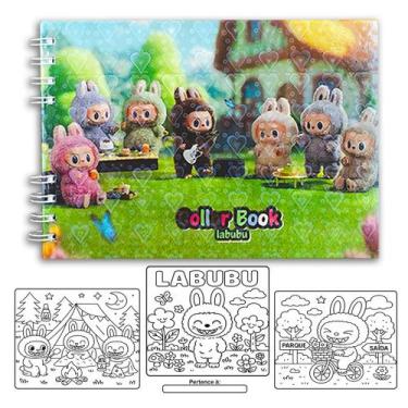 Imagem de Livro Colorir Labubu Infantil 50 Folhas Desenhos Pintar Capa Dura - Bo