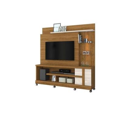 Imagem de Estante Home Theater Alan Para Tv 55 Polegadas Com Rodizios Naturale /