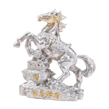 Imagem de IEUDNS Estátua de Cavalo Feng Shui, Mascote do Ano do Cavalo 2026, Escultura para Sala de Estar, Lasca