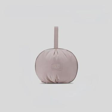 Imagem de 1 bolsa de armazenamento de roupas íntimas, organizador circular de viagem, leve, sutiã e lingerie de 4 grades, estojo portátil para pendurar ou carregar para casa, rosa pêssego