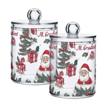 Imagem de xigua Pacote com 4 lindos suportes de Natal para bolas de algodão, cotonete – Frasco de plástico de boticário de armazenamento versátil transparente de 4 ml para banheiro e organização de