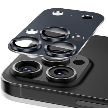 Imagem de Suoman Proteção de lente para iPhone 14 Pro/15 Pro/16 Pro, protetor de câmera de vidro temperado, aparência HD, criativo, protetor de câmera, azul