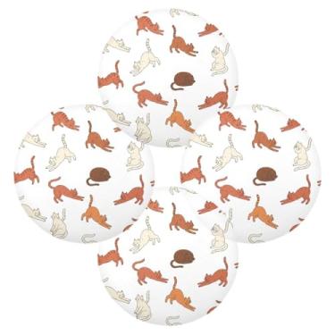 Imagem de Wassud Jogo americano conjunto de 4 tapetes redondos para cozinha e jantar tapetes laváveis resistentes ao calor para decoração de mesa 39 cm