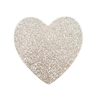 Imagem de Jogo americano de dia dos namorados, jogo americano em forma de coração, conjunto de 4, tapetes de mesa laváveis de PVC para decoração de dia dos namorados para festa de aniversário de casamento