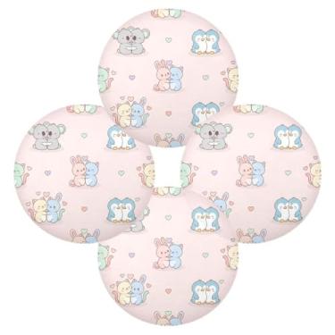 Imagem de Wassud Jogo americano conjunto de 4 tapetes de mesa redondos para casais de animais para cozinha e jantar tapetes laváveis resistentes ao calor decoração de mesa 39 cm