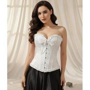 Imagem de Espartilho Corpete Corset Cinta Modela Cintura Brocado Sexy - Modas Fa