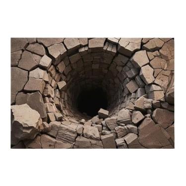 Imagem de Tapete com furo 3D – Tapetes laváveis antiderrapantes interativos – Ilusão de ótica | Para crianças, família, amigos, adultos, homens, mulheres, casa, escritório, quarto