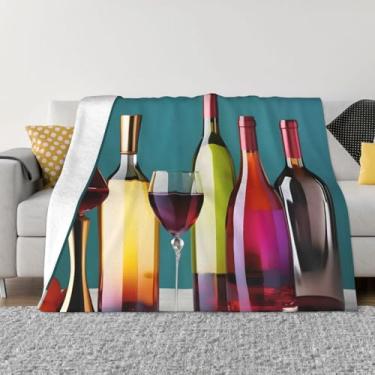 Imagem de Taças de coquetel e vinho impressão sem fundo macio e divertido cobertor de viagem de pelúcia, cobertor de sofá e cama, adequado para sofás e camas.