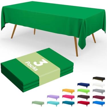 Imagem de Smiry Toalha de mesa descartável, pacote com 3, toalha de mesa de plástico impermeável, 137 x 272 cm, capas de mesa retangulares decorativas para festa, aniversário, piquenique, verde