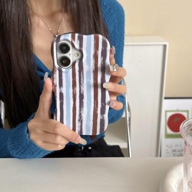 Imagem de Capa FashionPhone para iPhone 16 15 14 13 12 Pro Max com Borda Ondulada, Proteção Antichoque, Azul Celeste, para iPhone 15 Pro Max