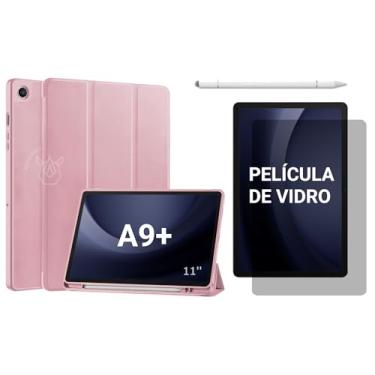 Imagem de Capa Smart Cover para Galaxy Tab A9+ 11" (2023), Kit Opcional com Película e Caneta, Magnética com Porta Caneta, Função Liga/Desliga SM-X210/X215/X216 (Rosa-claro, Capa + Película + Caneta PREMIUM)