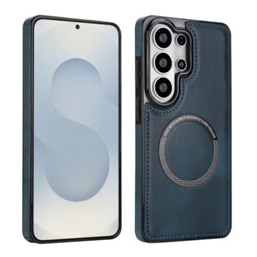 Imagem de Capa magnética ultrafina para carregamento sem fio Samsung Galaxy S26, capa híbrida fina com anel magnético para carregador sem fio, suporte magnético para carro e carteira, capa protetora à prova de