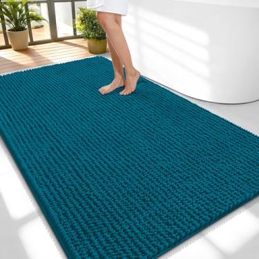Imagem de OLANLY Tapetes de banheiro espessos 139 x 89 cm, tapetes de banho de chenille absorventes extramacios, suporte de borracha, lavar à máquina, secar na máquina, tapetes de banho para piso de banheiro
