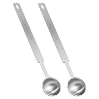 Imagem de 2 colheres de chá, colher medidora, 1 colher de chá (15 ml) colher de café de aço inoxidável com cabo longo para café moído, expresso, proteína em pó